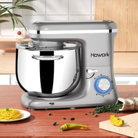 HOWORK Konyhai Robotgép 1500W 8L Dagasztógép 6 Fokozatú Sebességgel Billentőfejes Mixer Habverő Dagasztóhorog Ezüst 8