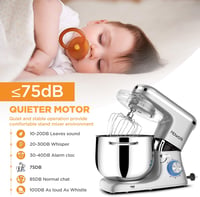 HOWORK Konyhai Robotgép 1500W 8L Dagasztógép 6 Fokozatú Sebességgel Billentőfejes Mixer Habverő Dagasztóhorog Ezüst 3
