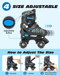Hozzen Gyerek Görkorcsolya  M méretben, Állítható Quad Roller Skates Lányoknak Fiúknak 4