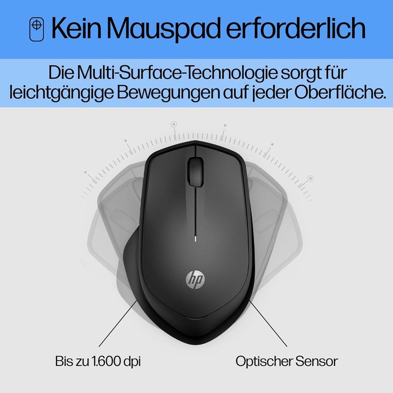 HP 280 Csendes Vezeték Nélküli Egér Fekete - Hosszú Akkumulátor Élettartam - Wireless, ergonomic