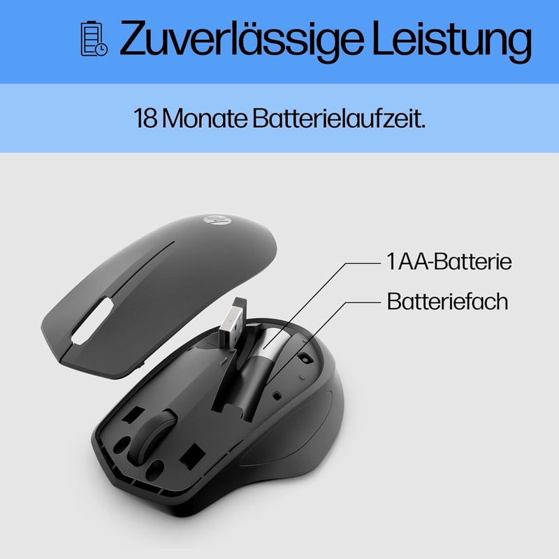 HP 280 Csendes Vezeték Nélküli Egér Fekete - Hosszú Akkumulátor Élettartam - Wireless, ergonomic