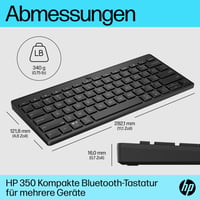 Bluetooth klávesnica HP 350, Bluetooth 5.2, 60 % dizajn, nemecké rozloženie QWERTZ, kompatibilná s Windows, macOS, iPadOS, Android a iOS 8