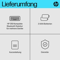 Bluetooth klávesnica HP 350, Bluetooth 5.2, 60 % dizajn, nemecké rozloženie QWERTZ, kompatibilná s Windows, macOS, iPadOS, Android a iOS 9