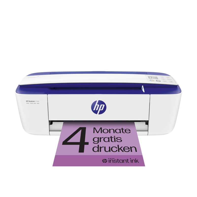 Imprimantă multifuncțională HP DeskJet 3760 - Imprimare, scanare, copiere, Wi-Fi, AirPrint, A4, Albastru închis, 4 luni de HP Instant Ink gratuit