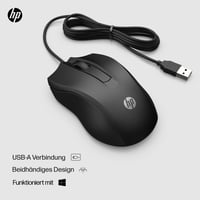 Káblová optická myš HP 100 USB – 1600 DPI, 3 tlačidlá, obojručný ergonomický dizajn, Plug & Play, kompatibilná s PC a notebookom, čierna 8