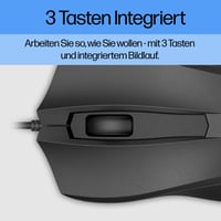 Káblová optická myš HP 100 USB – 1600 DPI, 3 tlačidlá, obojručný ergonomický dizajn, Plug & Play, kompatibilná s PC a notebookom, čierna 3