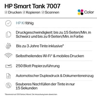Multifunkčná atramentová tlačiareň HP Smart Tank 7007 3 v 1, Wi-Fi, automatická obojstranná tlač, kopírovanie, skenovanie, atrament na 3 roky, biela 7