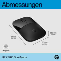 Mouse wireless HP Z3700 - senzor optic 1200 DPI, conexiune 2.4 GHz și Bluetooth, autonomie baterie 16 luni, gri argintiu 5