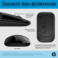 Mouse wireless HP Z3700 - senzor optic 1200 DPI, conexiune 2.4 GHz și Bluetooth, autonomie baterie 16 luni, gri argintiu 3