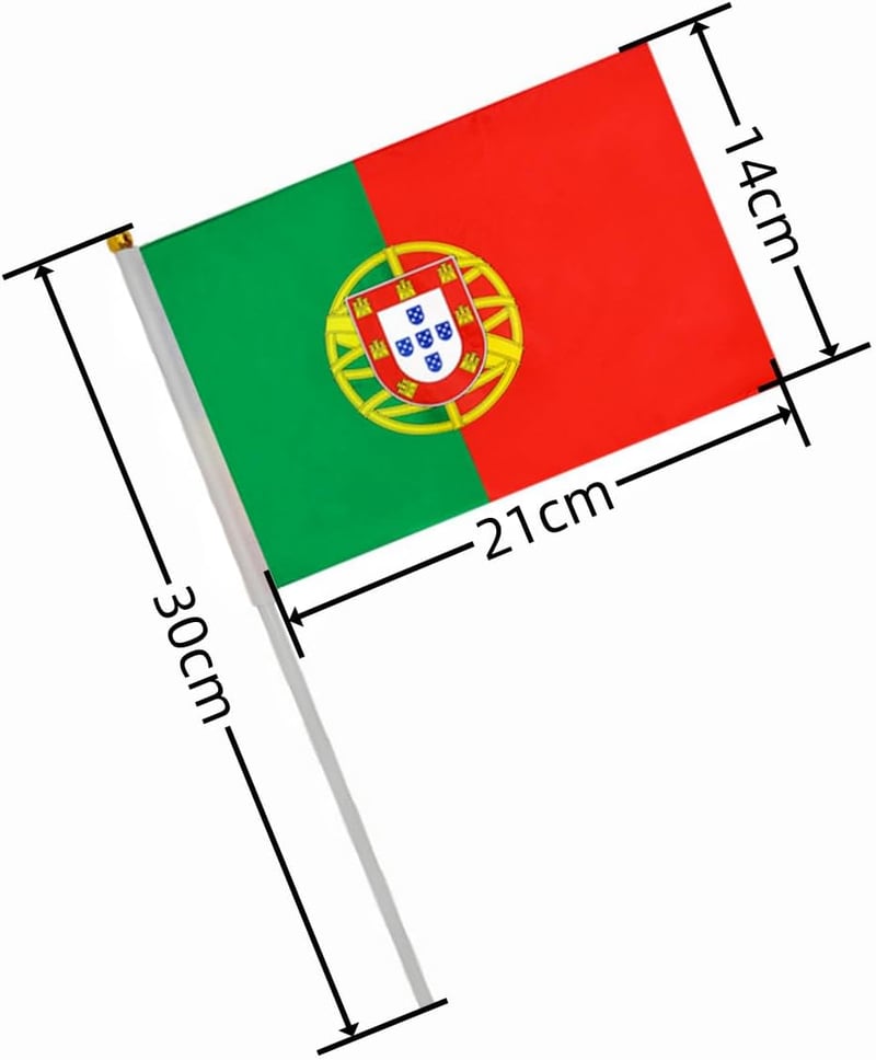 HPMAISON 50 db Portugál Zászló Kézi Zászlók Ünnepségekhez Dekorációhoz 14x21 cm
