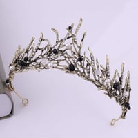 HPMAISON Fekete Kristály Tiara Korona Fejdísz Esküvőhöz Menyasszonynak 5