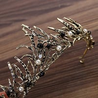 HPMAISON Fekete Kristály Tiara Korona Fejdísz Esküvőhöz Menyasszonynak 4