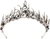 HPMAISON Fekete Kristály Tiara Korona Fejdísz Esküvőhöz Menyasszonynak 1