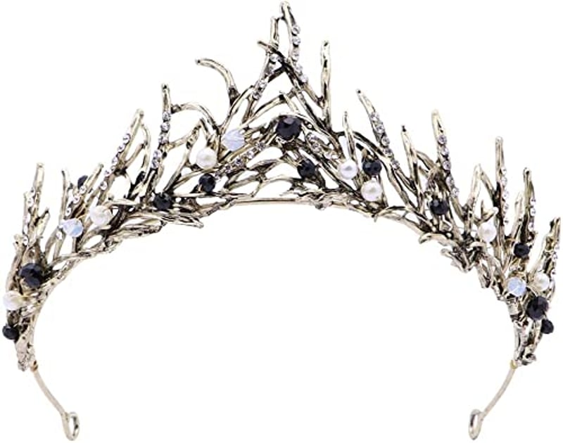 HPMAISON Fekete Kristály Tiara Korona Fejdísz Esküvőhöz Menyasszonynak