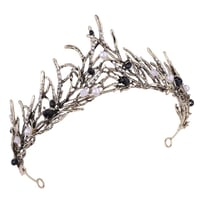HPMAISON Fekete Kristály Tiara Korona Fejdísz Esküvőhöz Menyasszonynak 2