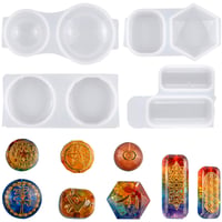 Set 4 Forme din Silicon pentru Bijuterii HQdeal - Matriță Rășină Epoxidică pentru Bijuterii DIY, Pandantiv, Colier, Cercei - Rotund, Coloană Lungă, Hexagonal 1