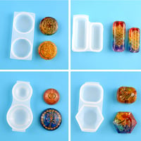 Set 4 Forme din Silicon pentru Bijuterii HQdeal - Matriță Rășină Epoxidică pentru Bijuterii DIY, Pandantiv, Colier, Cercei - Rotund, Coloană Lungă, Hexagonal 6