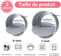 HQILRRA Tortaforma Szett 2 db Kerek Kivehető Aljú Tapadásmentes Bevonattal Anodizált Alumínium 13cm/18cm Mosogatógépben Mosható 2