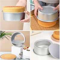 HQILRRA Tortaforma Szett 2 db Kerek Kivehető Aljú Tapadásmentes Bevonattal Anodizált Alumínium 13cm/18cm Mosogatógépben Mosható 6