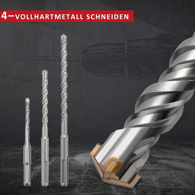 hsawbit SDS Plus Fúrófej 6x260mm Kalapácsfúró Betonhoz Kőzethez Téglafalhoz
