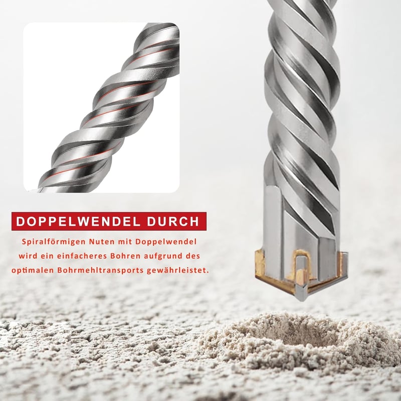 hsawbit SDS Plus Fúrófej 6x260mm Kalapácsfúró Betonhoz Kőzethez Téglafalhoz