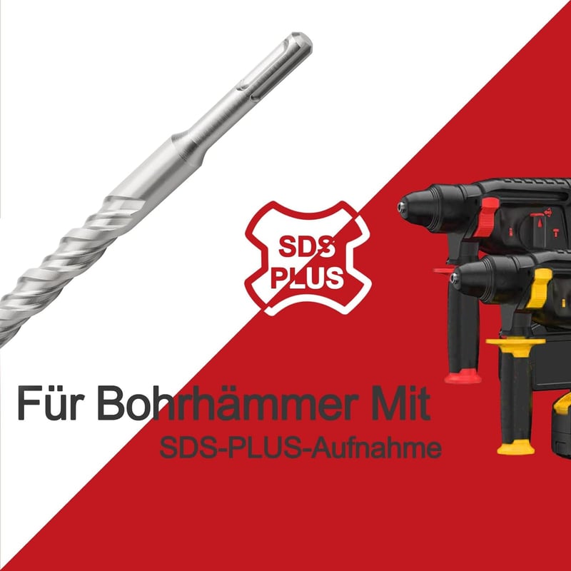 hsawbit SDS Plus Fúrófej 6x260mm Kalapácsfúró Betonhoz Kőzethez Téglafalhoz