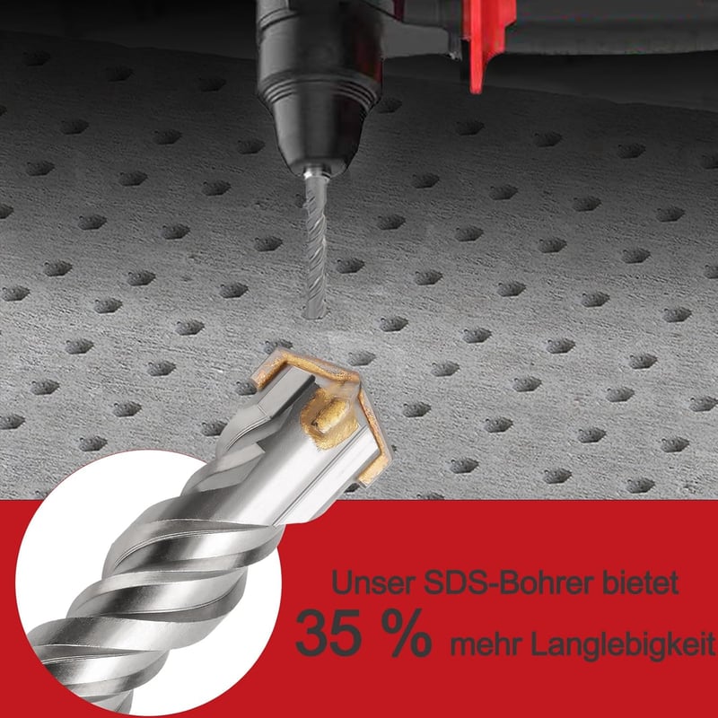 hsawbit SDS Plus Fúrófej 6x260mm Kalapácsfúró Betonhoz Kőzethez Téglafalhoz