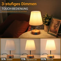 HSLighting Dotyková stmievateľná stolová lampa s USB A+C nabíjaním, 2 LED žiarovkami a látkovým tienidlom, vhodná na nočný stolík aj pracovný stôl 2