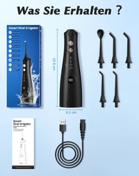 Irigator bucal electric fără fir Hsweeth, câștigător al testului 2025, cu 5 duze și 4 moduri, afișaj inteligent, rezistent la apă IPX7, rezervor mare, pentru acasă și călătorii 8