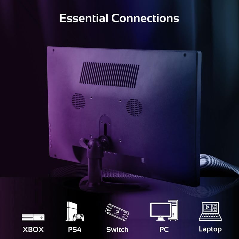 HTNZIR 15,6" Hordozható Monitor Full HD 1920x1080 Felbontással, 99% sRGB, Beépített Hangszórókkal, HDMI/VGA/BNC/AV/USB Csatlakozókkal, VESA - black