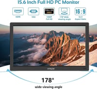 HTNZIR 15,6" Hordozható Monitor Full HD 1920x1080 Felbontással, 99% sRGB, Beépített Hangszórókkal, HDMI/VGA/BNC/AV/USB Csatlakozókkal, VESA - black 6