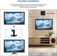 HTNZIR 15,6" Hordozható Monitor Full HD 1920x1080 Felbontással, 99% sRGB, Beépített Hangszórókkal, HDMI/VGA/BNC/AV/USB Csatlakozókkal, VESA - black 5