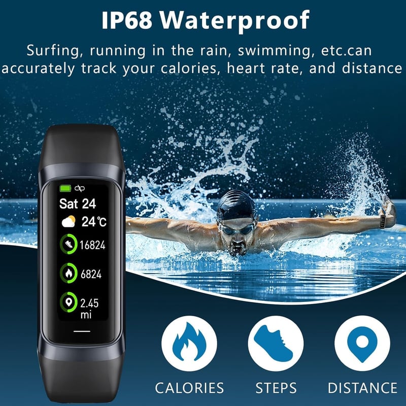 HTTWCOD Fitness Tracker Smartwatch 1.10" Szívritmus Vérnyomás Monitor IP68 Vízálló