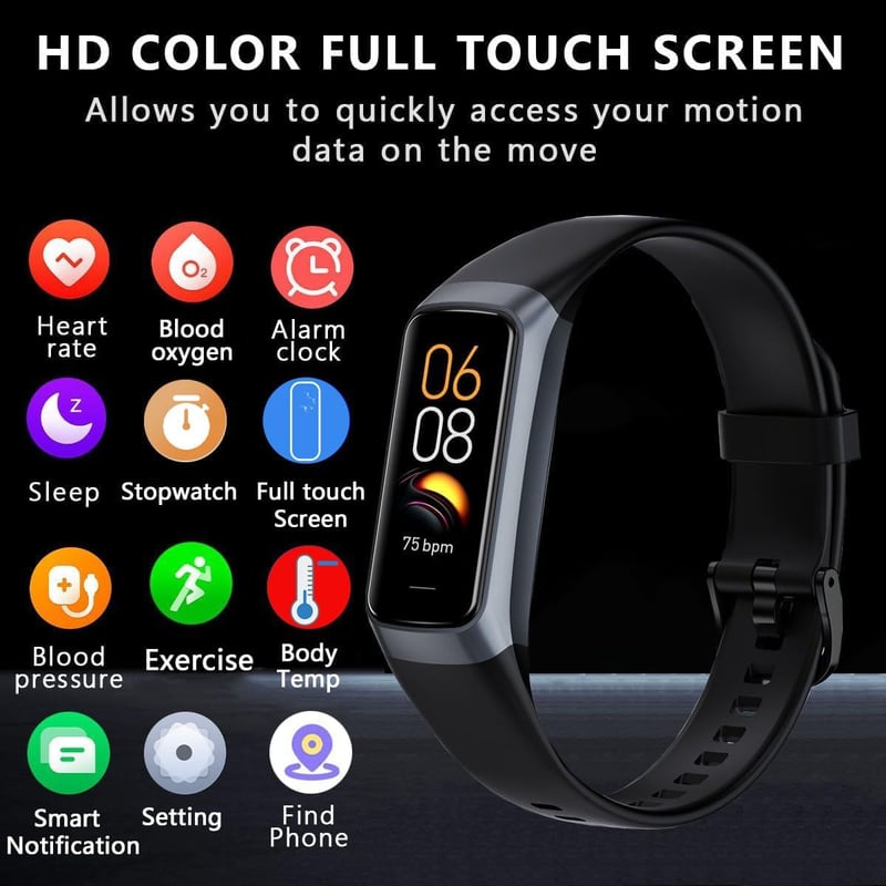 HTTWCOD Fitness Tracker Smartwatch 1.10" Szívritmus Vérnyomás Monitor IP68 Vízálló