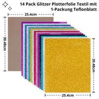HTVRONT Trblietavá nažehľovacia fólia na textil 15 ks – Flex fólia na nažehľovanie HTV 30,5 x 25,4 cm, na tričká a tkaniny, pre všetky rezacie plotre 2
