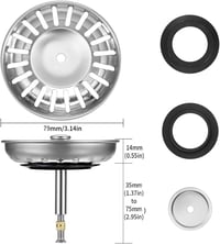 HUAERSICO Blanco Konyhai Mosogató Leeresztő Dugó 79/80 mm Szűrővel 3