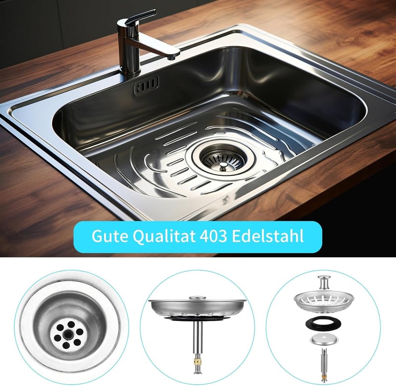 HUAERSICO Blanco Konyhai Mosogató Leeresztő Dugó 79/80 mm Szűrővel