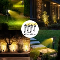 HUAEU vanjski LED vrtni reflektorski set, 4 komada, 14 m kabel, IP65 vodootporan, 3000K topla bijela, 12V, osvjetljenje za terase, staze, drveće i travnjake 2
