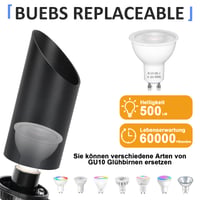 HUAEU LED podna lampa 6W GU10 usmjerena prema gore, unutarnja, crna, topla bijela 3000K, 500 lm — žarulja nedostaje (stanje: vidi 2. sliku) 10