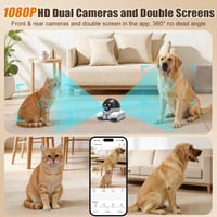 HUAJUN 1080P duálna robotická kamera pre domácich miláčikov, WiFi pohybujúca sa kamera s automatickou obchôdzkou, obojsmerným zvukom a nočným videním 2