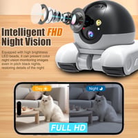HUAJUN 1080P duálna robotická kamera pre domácich miláčikov, WiFi pohybujúca sa kamera s automatickou obchôdzkou, obojsmerným zvukom a nočným videním 3