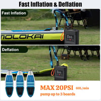 HUAJUN 12000 mAh elektromos pumpa 6 fúvókával, SUP táblához, kajak és matrac felfújásához 2