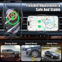 HUAJUN 15W bezdrôtová nabíjačka do auta a držiak na telefón, automatické uchytenie, otočný o 360°, na vetraciu mriežku aj s prísavkou, kompatibilný s iPhone 16/15/14/13 a Galaxy S24, čierny 5