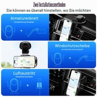 HUAJUN 15W bezdrôtová nabíjačka do auta a držiak na telefón, automatické uchytenie, otočný o 360°, na vetraciu mriežku aj s prísavkou, kompatibilný s iPhone 16/15/14/13 a Galaxy S24, čierny 4