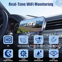 Cameră marșarier solară HUAJUN, WiFi wireless, 1080P, vedere nocturnă, cu baterie de 9600mAh și bază magnetică, pentru camioane, rulote și autoutilitare 3