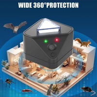 HUAJUN Ultrahangos Egérriasztó 360° LED-es Rágcsálóvédelem Fekete 4
