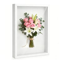 Huamirra Hlboký rám na obrazy 40x50 cm, 3 cm hlboký rám na objekty s priehľadnou akrylovou doskou, na DIY umelecké diela, obdĺžnikový rám z bieleho dreva 1