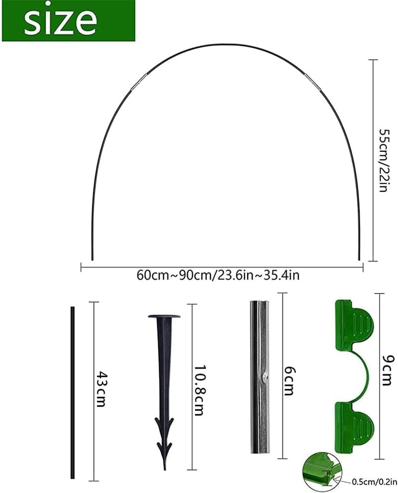 HuaMuDM 43 cm-es üvegházi ív, kerti alagút, polytunnel ív, emelt ágyhoz