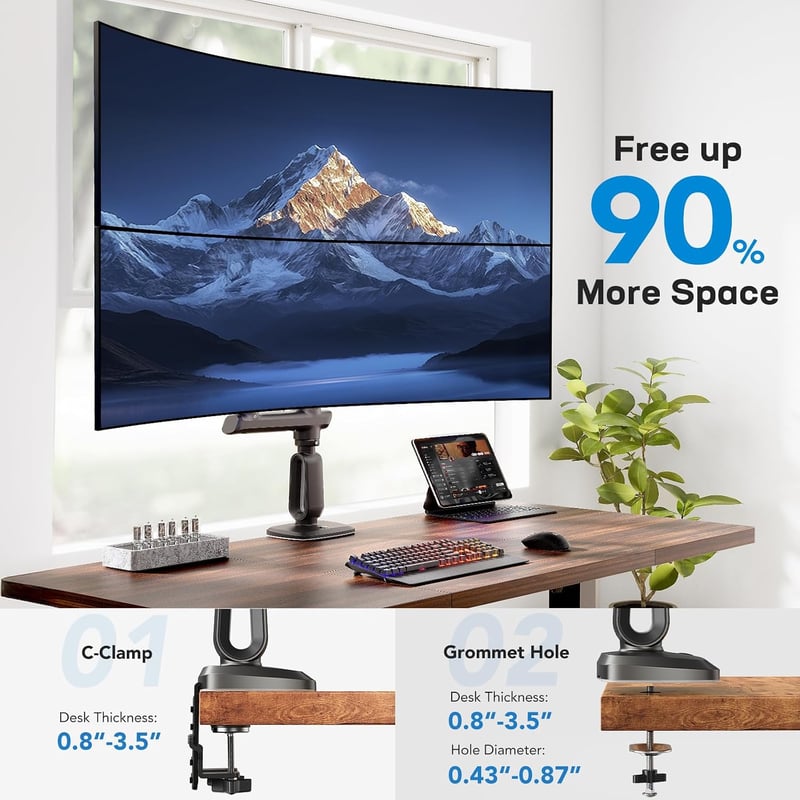 HUANUO 2 monitoros függőleges stackelhető VESA monitorállvány 13-49 col ultrawide kijelzőkhöz 18 kg terhelés 75x75 100x100 gaming
