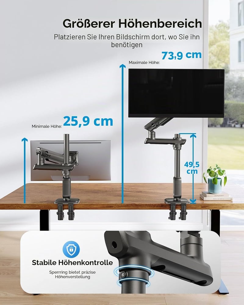 Suport monitor ultra-lat HUANUO 49", capacitate de încărcare 18 kg, braț monitor reglabil pentru gaming